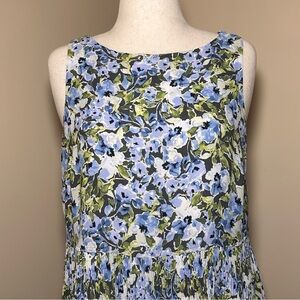 J. Jill Petite Large Floral Pleated Sleeveless Dress Midi Summer Casual